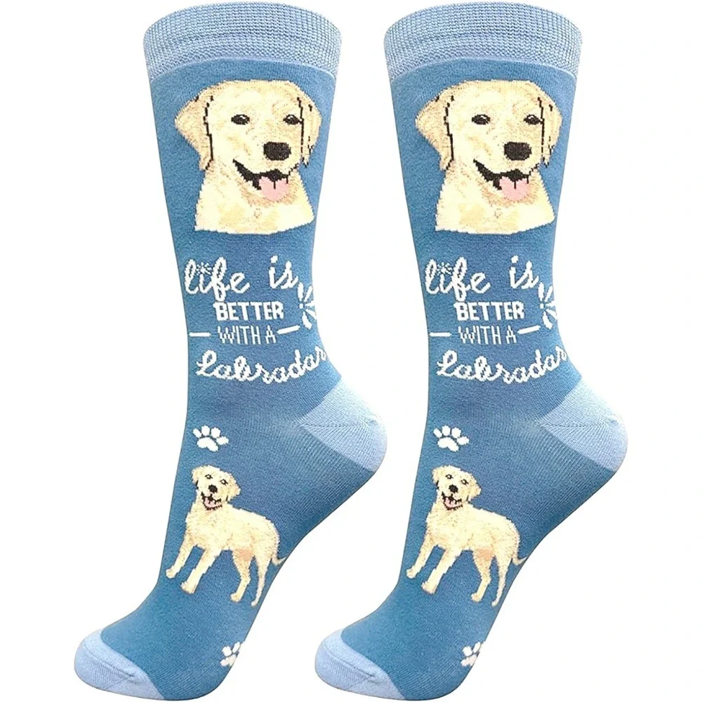 Life is Better with‎ a Labrador Dog Crew Socks Unisex Blue Cotton Blend One Size
